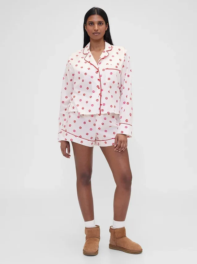 GAP × Summer Fridays Volná popelínová pyžamová košile „Kiss“