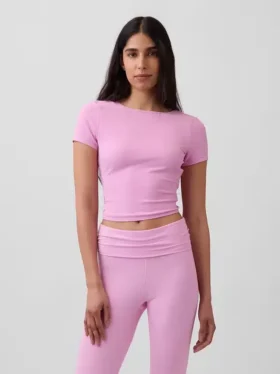 GapFit Smooth oboustranný zkrácený top s překříženým výstřihem