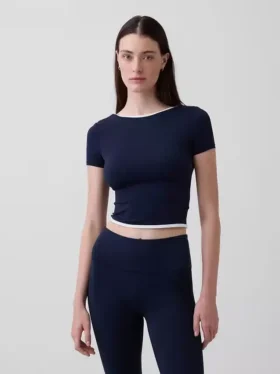 GapFit Smooth oboustranný zkrácený top s překříženým výstřihem
