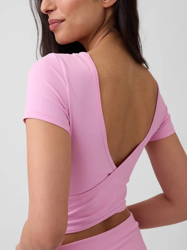 GapFit Smooth oboustranný zkrácený top s překříženým výstřihem
