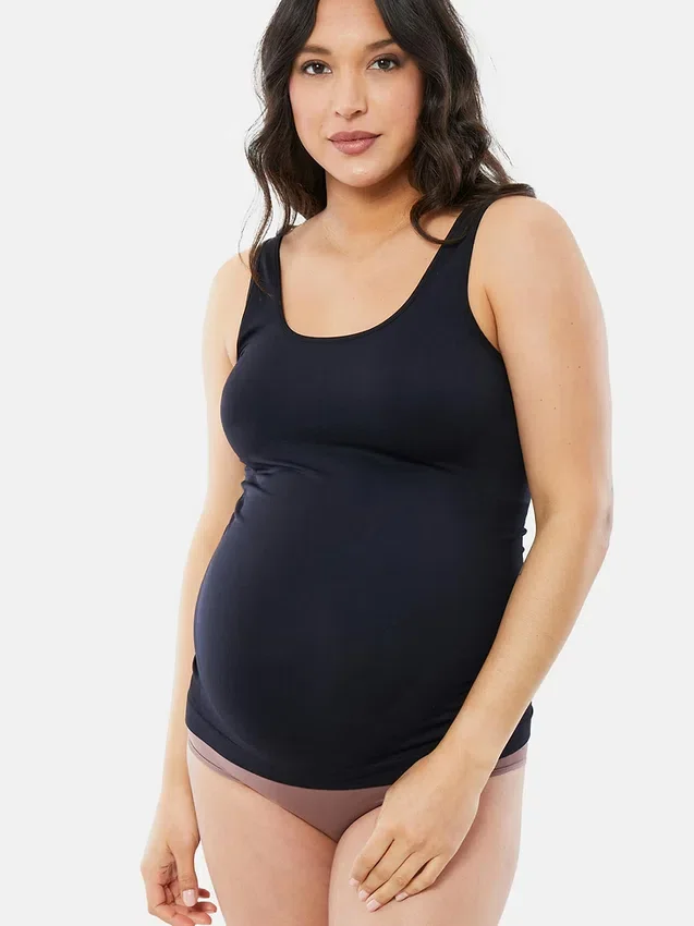 Ingrid and Isabel Basics Těhotenská móda bezešvé tílko s podporou břicha, balení po 2 kusech
