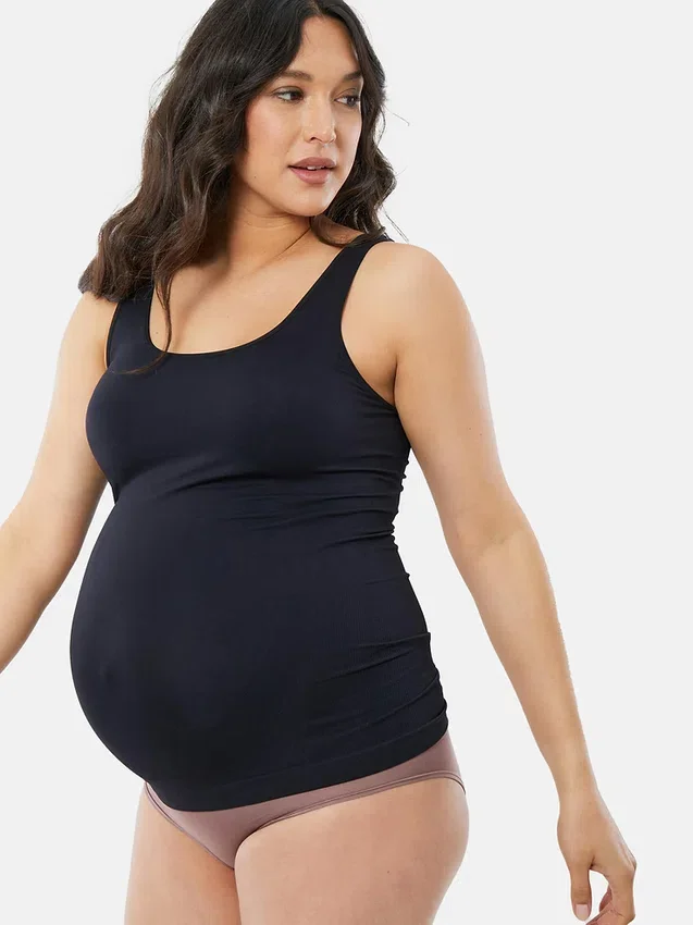 Ingrid and Isabel Basics Těhotenská móda bezešvé tílko s podporou břicha, balení po 2 kusech