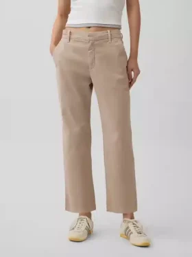 Kaki kalhoty se středním pasem