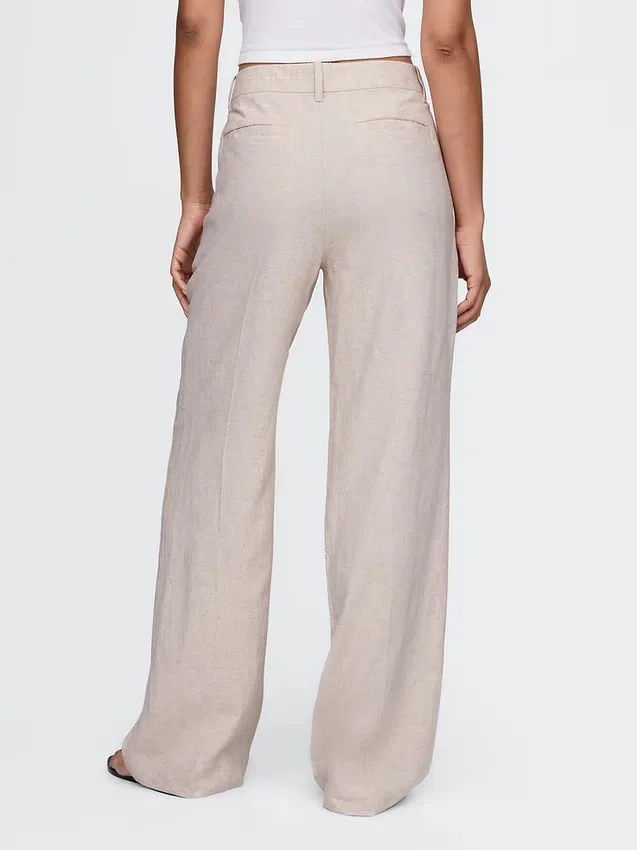 Kalhoty 365 s nízkým pasem ze směsi lnu