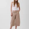 Kalhoty culotte s pasem ve střední výšce
