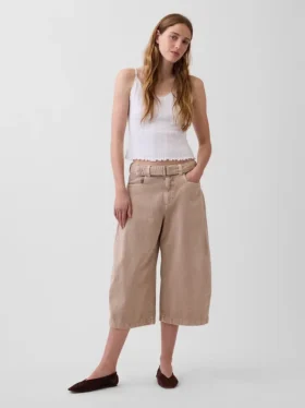 Kalhoty culotte s pasem ve střední výšce