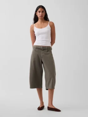 Kalhoty culotte s pasem ve střední výšce