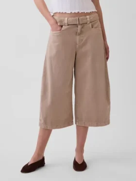 Kalhoty culotte s pasem ve střední výšce