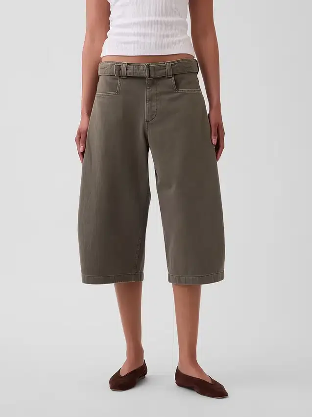 Kalhoty culotte s pasem ve střední výšce