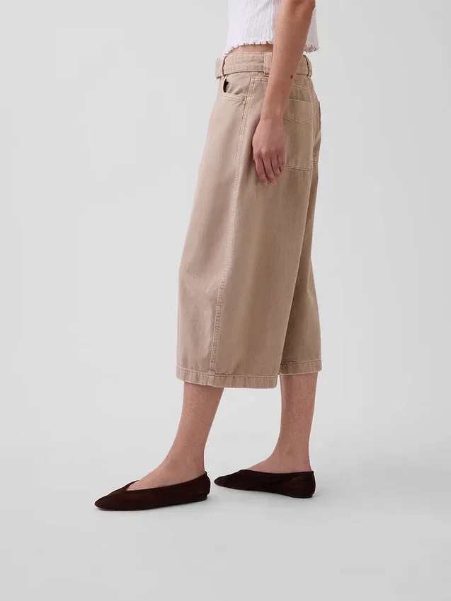 Kalhoty culotte s pasem ve střední výšce