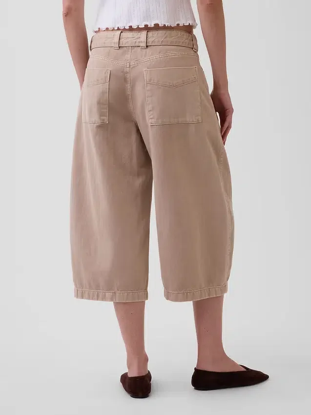 Kalhoty culotte s pasem ve střední výšce