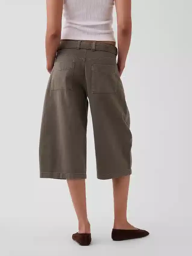 Kalhoty culotte s pasem ve střední výšce