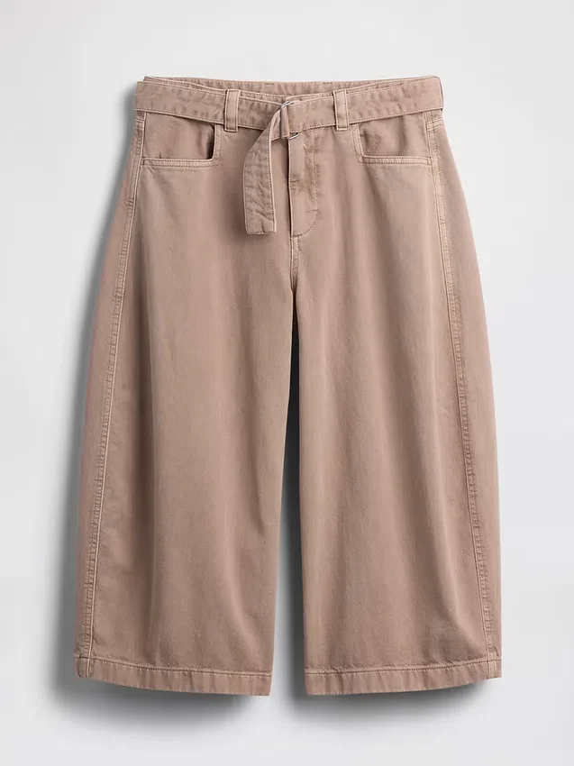 Kalhoty culotte s pasem ve střední výšce