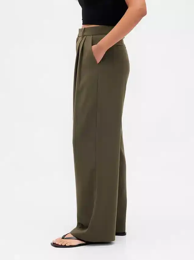 Kalhoty Curvy 365 s vysokým pasem a plisováním