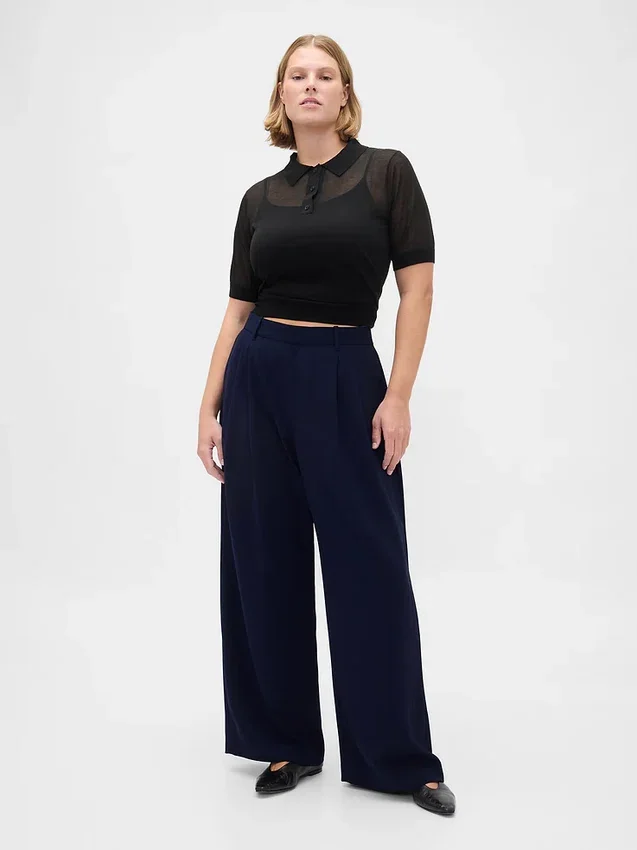 Kalhoty Curvy 365 s vysokým pasem a plisováním