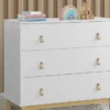 Komoda babyGap Legacy se 3 zásuvkami, koženými úchytkami a zásuvkami, které do sebe zapadají