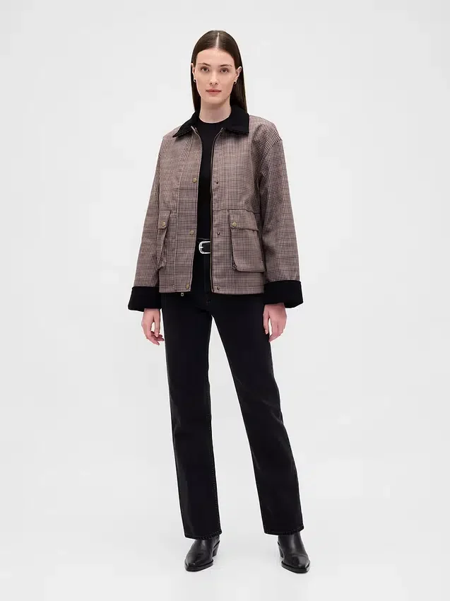 Kostkovaná bunda ve stylu „barn jacket“