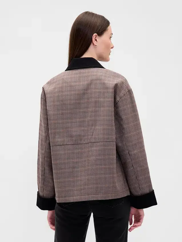 Kostkovaná bunda ve stylu „barn jacket“