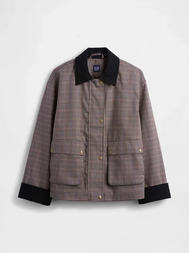 Kostkovaná bunda ve stylu „barn jacket“