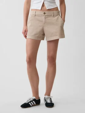 Krátké šortky khaki se středně vysokým pasem