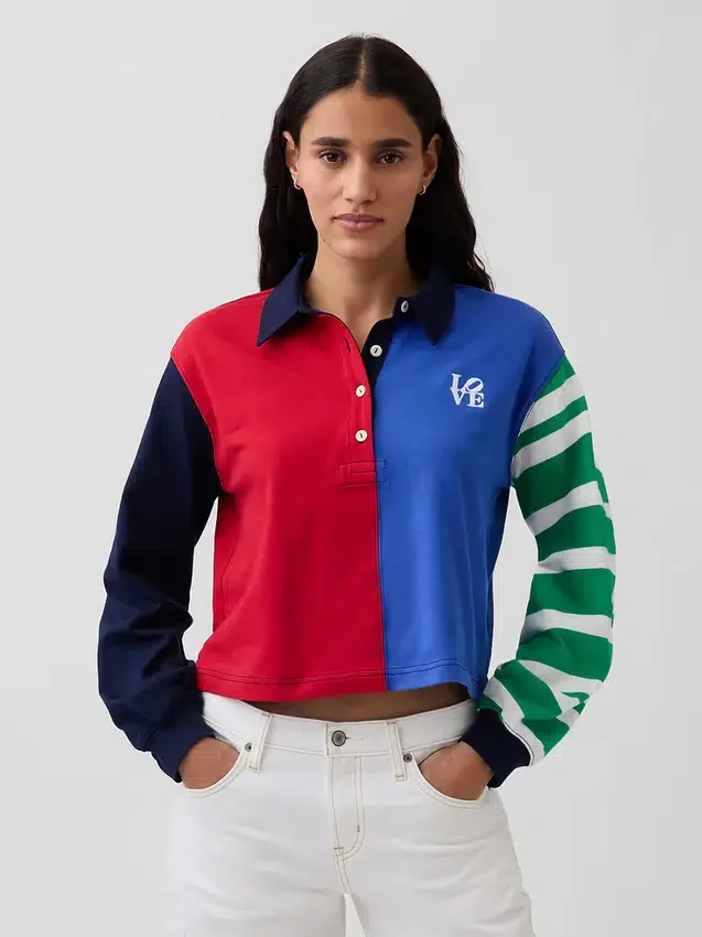 Krátká ragbyová košile Robert Indiana Love