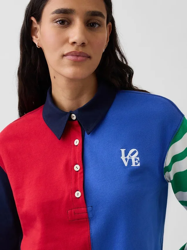 Krátká ragbyová košile Robert Indiana Love