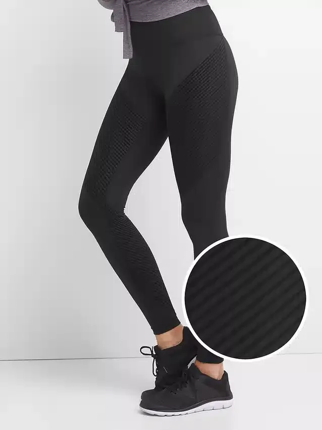 Legíny GapFit High Rise s texturovanými pruhy v kompresním provedení Sculpt