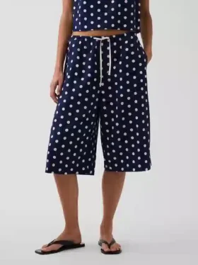 Ležérní kalhoty culotte z lněné směsi