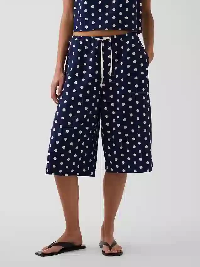 Ležérní kalhoty culotte z lněné směsi