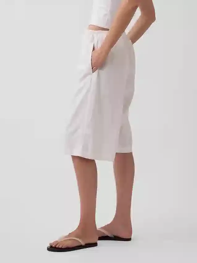Ležérní kalhoty culotte z lněné směsi