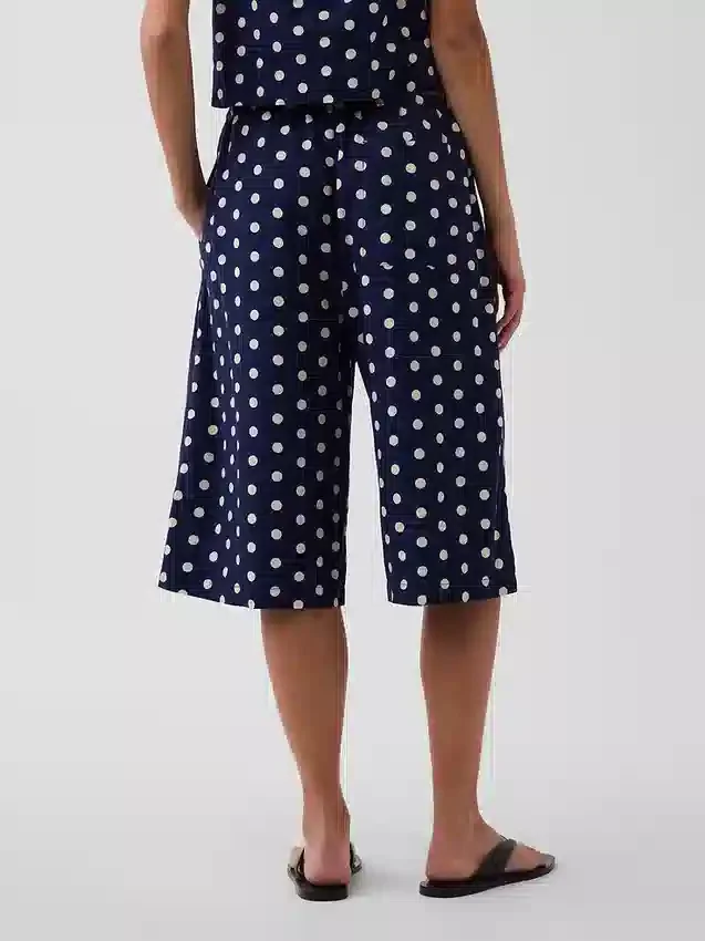 Ležérní kalhoty culotte z lněné směsi
