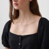 Maxišaty s empírovým pasem ze směsi lnu
