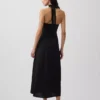 Maxišaty s halterovým výstřihem ze směsi lnu