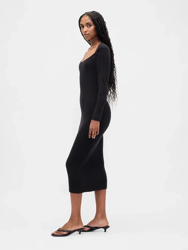 Midi svetrové šaty z materiálu CashSoft Rib