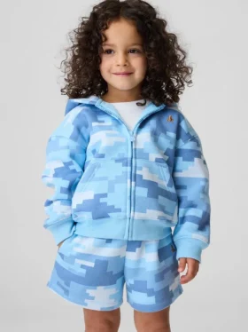 Mikina s kapucí a zipem Vintagesoft Camo pro miminka a Batolata