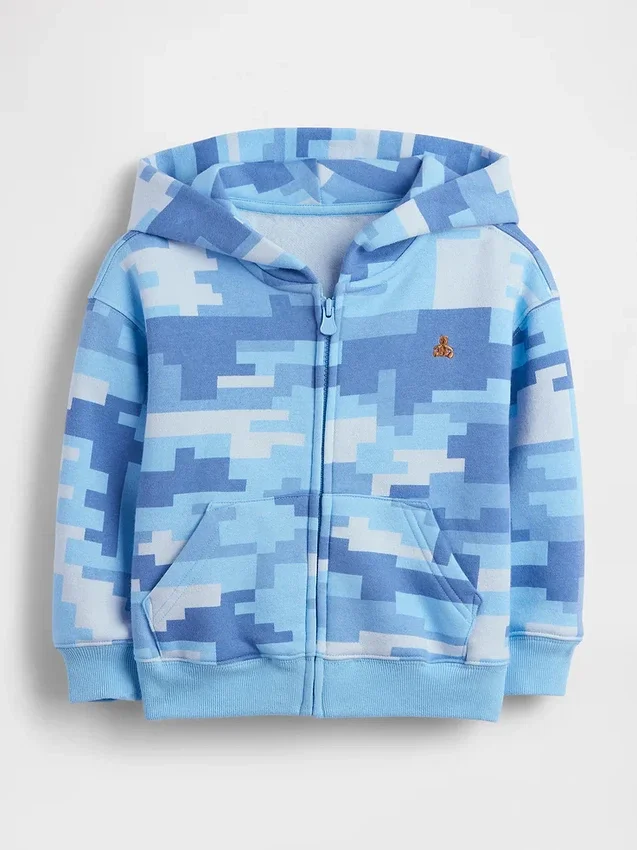 Mikina s kapucí a zipem Vintagesoft Camo pro miminka a Batolata