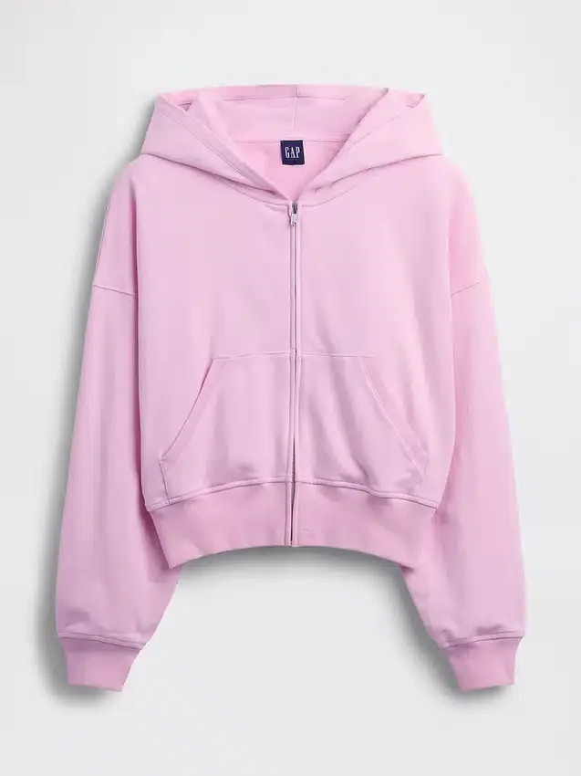 Mikina s kapucí a zipem z měkkého froté Vintagesoft
