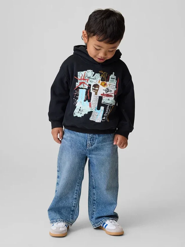 Mikina s kapucí Jean-Michel Basquiat pro batolata z materiálu Vintagesoft