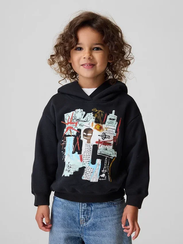 Mikina s kapucí Jean-Michel Basquiat pro batolata z materiálu Vintagesoft