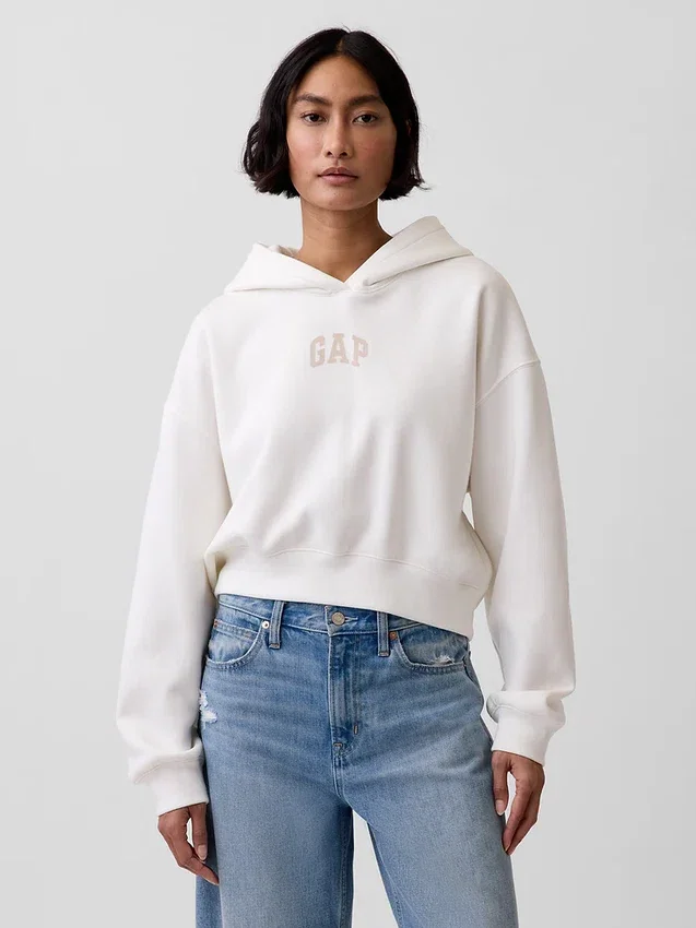 Mikina s kapucí Vintagesoft Oversized Crop Logo