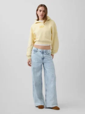 Mikina s kapucí Vintagesoft Oversized Crop Logo
