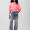Mikina s kapucí Vintagesoft Oversized Crop Logo