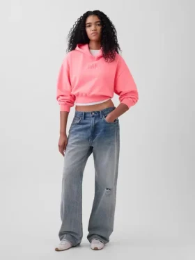 Mikina s kapucí Vintagesoft Oversized Crop Logo