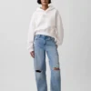 Mikina s kapucí Vintagesoft Oversized Crop Logo