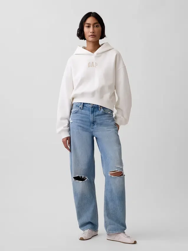 Mikina s kapucí Vintagesoft Oversized Crop Logo
