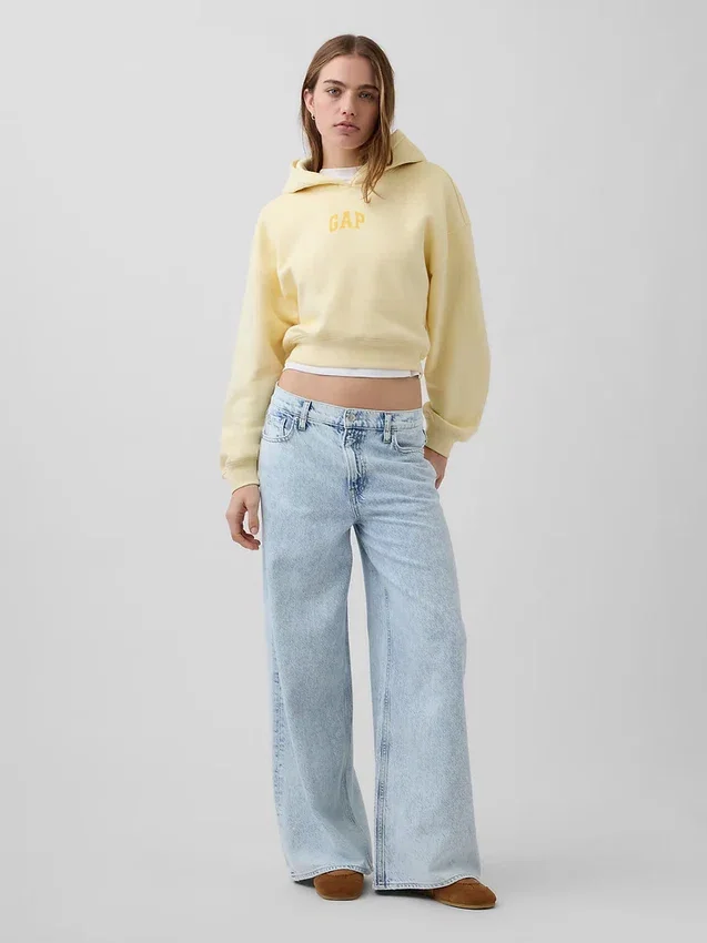 Mikina s kapucí Vintagesoft Oversized Crop Logo