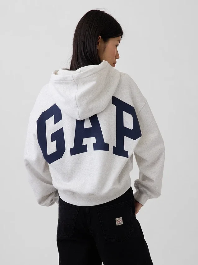 Mikina s kapucí Vintagesoft Oversized Crop Logo