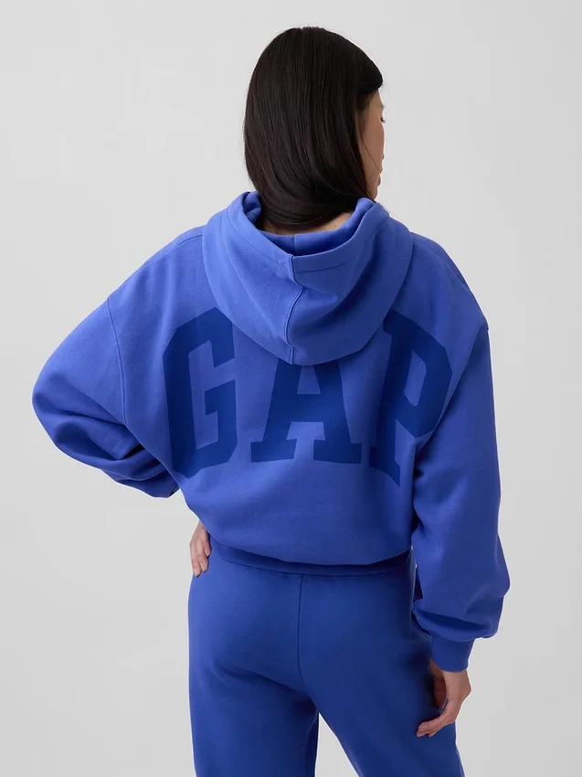 Mikina s kapucí Vintagesoft Oversized Crop Logo