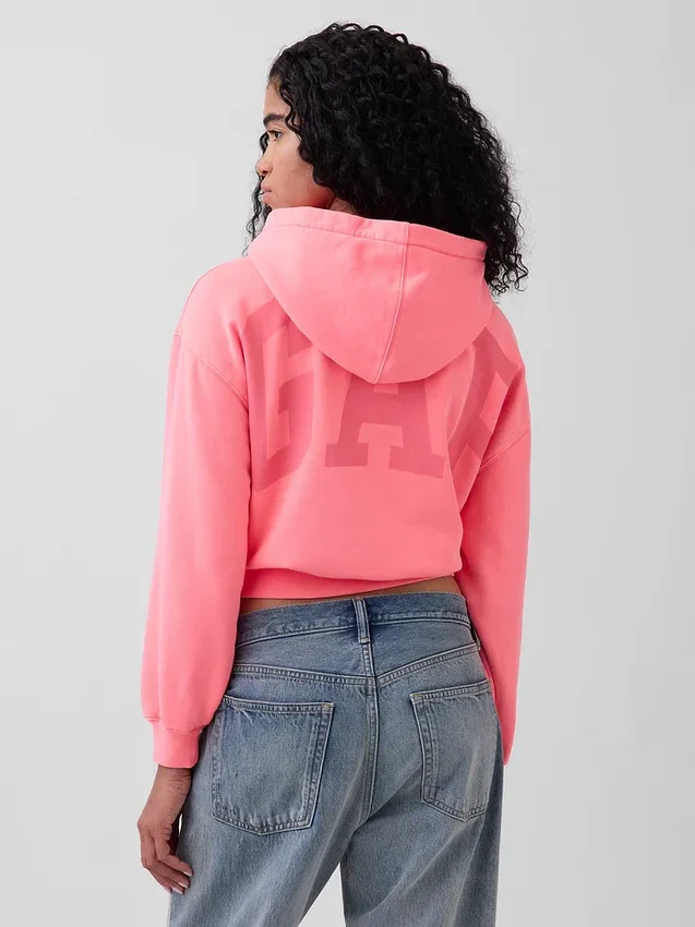 Mikina s kapucí Vintagesoft Oversized Crop Logo