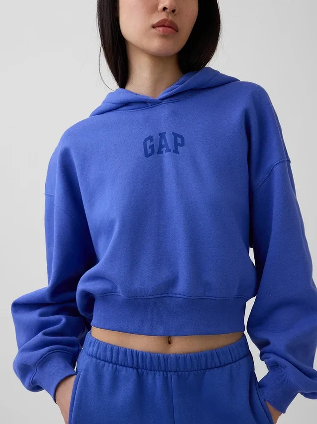Mikina s kapucí Vintagesoft Oversized Crop Logo